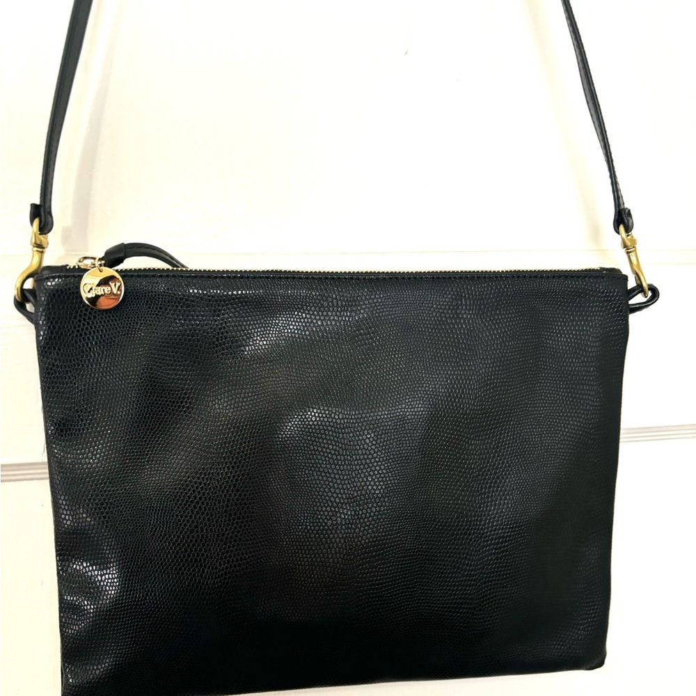 Clare V single sac in black saffiano leather